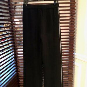 Sofia Cashmere Wide Leg Pants with Side Stripe Black, Size S, 100% Cashmere